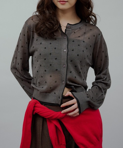 MUHET(~G[^)layered-look crew neck sheer knit cardigan / C[hVA[jbgJ[fBK(J[fBK/{)