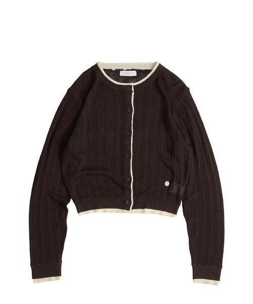 MUHET(ミュエータ)の「layered-look crew neck knit cardigan / レイヤード風ニットカーディガン(カーディガン/ボレロ・レディース・チャコールグレー/ブラウン/ネイビー/ベージュ・FREE)」の11枚目の写真
