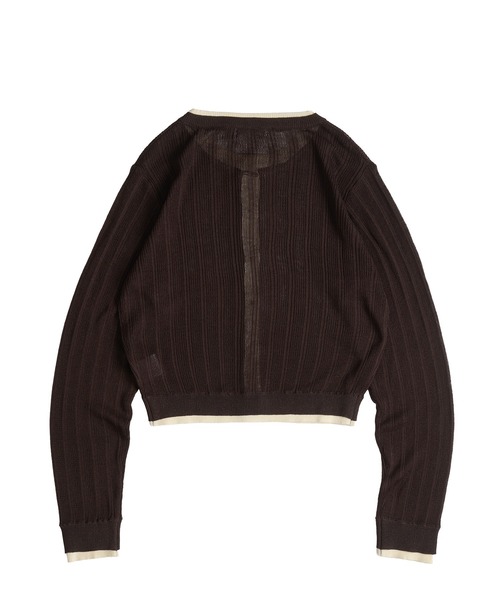 MUHET(ミュエータ)の「layered-look crew neck knit cardigan / レイヤード風ニットカーディガン(カーディガン/ボレロ・レディース・チャコールグレー/ブラウン/ネイビー/ベージュ・FREE)」の12枚目の写真