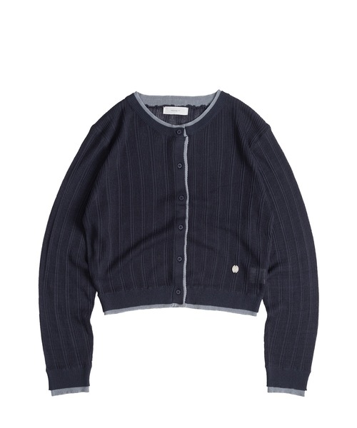 MUHET(ミュエータ)の「layered-look crew neck knit cardigan / レイヤード風ニットカーディガン(カーディガン/ボレロ・レディース・チャコールグレー/ブラウン/ネイビー/ベージュ・FREE)」の5枚目の写真