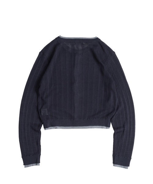 MUHET(ミュエータ)の「layered-look crew neck knit cardigan / レイヤード風ニットカーディガン(カーディガン/ボレロ・レディース・チャコールグレー/ブラウン/ネイビー/ベージュ・FREE)」の6枚目の写真