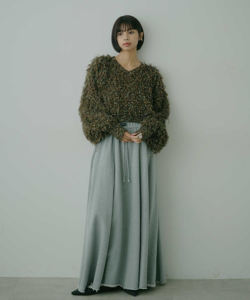 VIOLETTA(ヴィオレッタ)の「ファンシーヤーンフリンジ2wayニットトップス(ニット/セーター・レディース・ブラック/ベージュ・FREE)」の14枚目の写真
