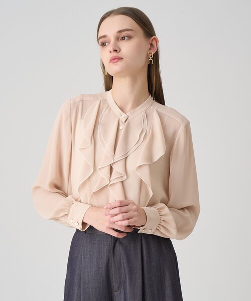 ジョーゼットバイカラーラッフル ブラウス（シャツ/ブラウス）｜ANAYI