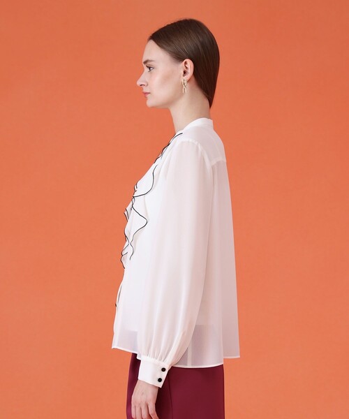 ジョーゼットバイカラーラッフル ブラウス（シャツ/ブラウス）｜ANAYI