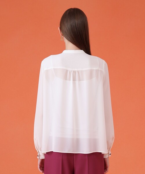 ジョーゼットバイカラーラッフル ブラウス（シャツ/ブラウス）｜ANAYI