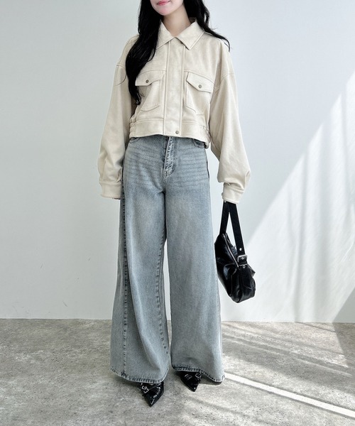 INGNI（イング）の「フェイクスエードジップショートブルゾン(セットアップ対応)（ブルゾン・レディース・キャメル/アイボリー・M）」の12枚目の写真