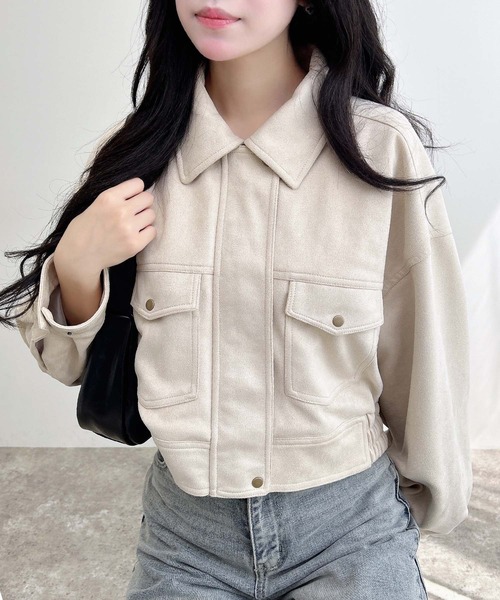 INGNI（イング）の「フェイクスエードジップショートブルゾン(セットアップ対応)（ブルゾン・レディース・キャメル/アイボリー・M）」の8枚目の写真