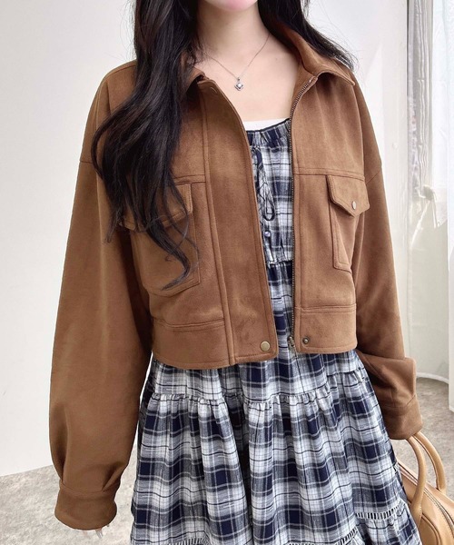 INGNI（イング）の「フェイクスエードジップショートブルゾン(セットアップ対応)（ブルゾン・レディース・キャメル/アイボリー・M）」の13枚目の写真