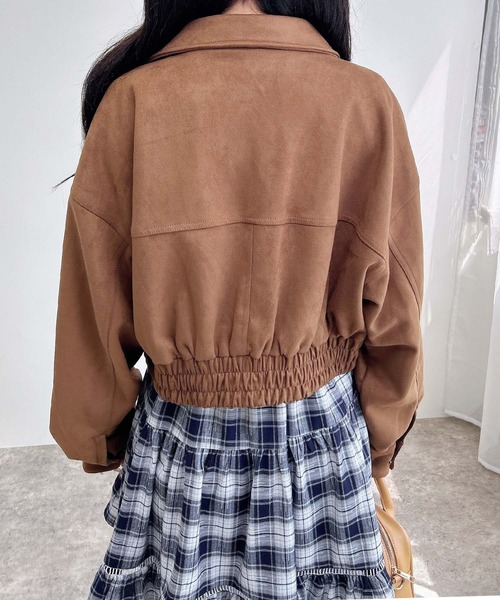 INGNI（イング）の「フェイクスエードジップショートブルゾン(セットアップ対応)（ブルゾン・レディース・キャメル/アイボリー・M）」の5枚目の写真