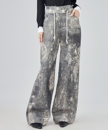 high waist washed denim pants