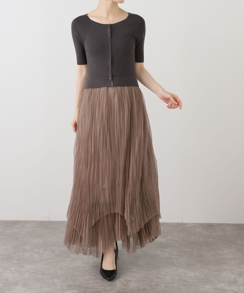 【洗える】チュールドッキングワンピース