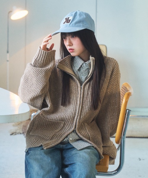 Elanque(エランク)の「Full-zip nep knit/フルジップネップニット(ニット/セーター・メンズ・ブラウン/ブラック・LARGE/MEDIUM/SMALL)」の2枚目の写真