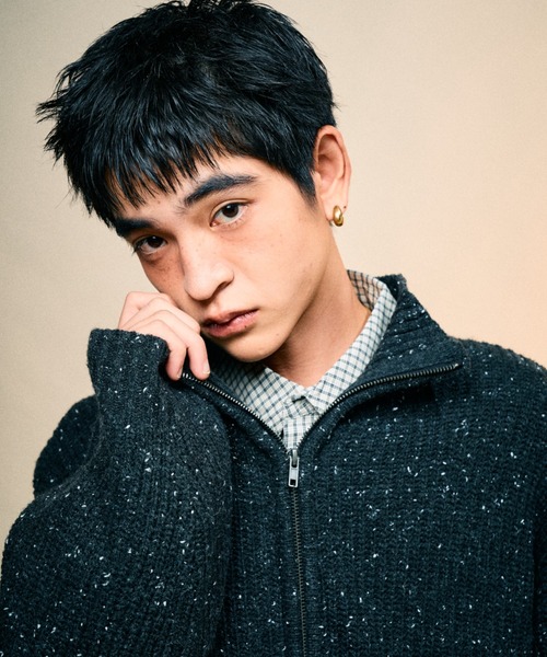 Elanque(エランク)の「Full-zip nep knit/フルジップネップニット(ニット/セーター・メンズ・ブラウン/ブラック・LARGE/MEDIUM/SMALL)」の8枚目の写真