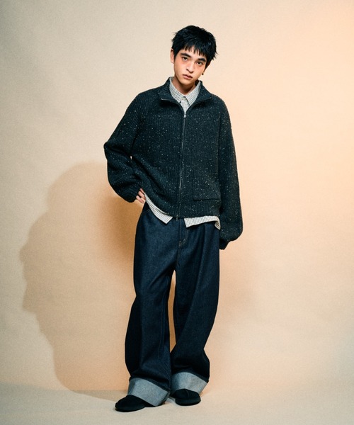 Elanque(エランク)の「Full-zip nep knit/フルジップネップニット(ニット/セーター・メンズ・ブラウン/ブラック・LARGE/MEDIUM/SMALL)」の9枚目の写真