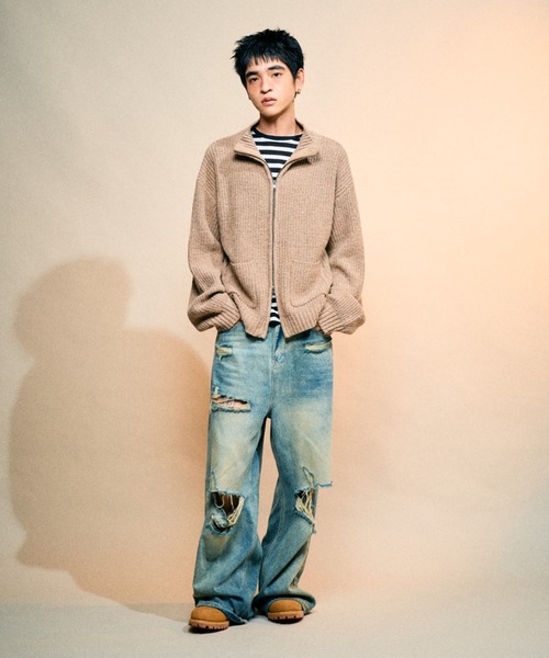 Elanque(エランク)の「Full-zip nep knit/フルジップネップニット(ニット/セーター・メンズ・ブラウン/ブラック・LARGE/MEDIUM/SMALL)」の20枚目の写真