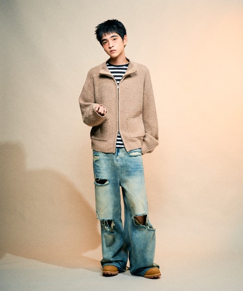 Elanque(エランク)の「Full-zip nep knit/フルジップネップニット(ニット/セーター・メンズ・ブラウン/ブラック・LARGE/MEDIUM/SMALL)」の19枚目の写真