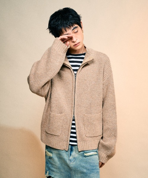 Elanque(エランク)の「Full-zip nep knit/フルジップネップニット(ニット/セーター・メンズ・ブラウン/ブラック・LARGE/MEDIUM/SMALL)」の15枚目の写真