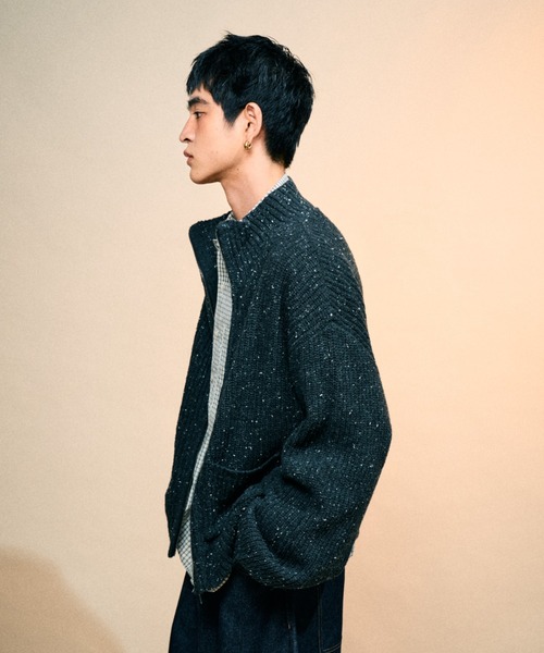 Elanque(エランク)の「Full-zip nep knit/フルジップネップニット(ニット/セーター・メンズ・ブラウン/ブラック・LARGE/MEDIUM/SMALL)」の6枚目の写真