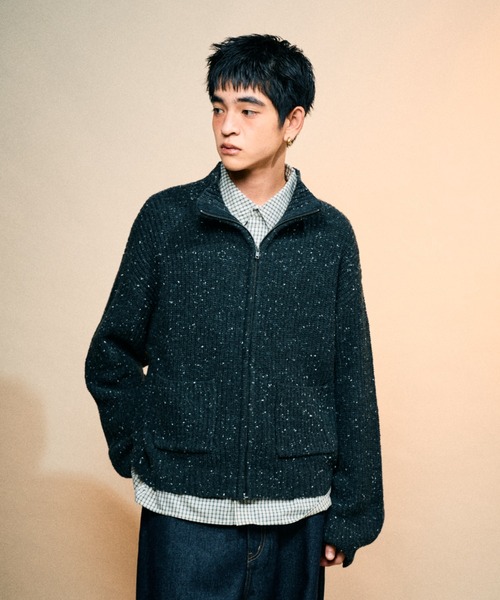Full-zip nep knit/フルジップネップニット（ニット/セーター