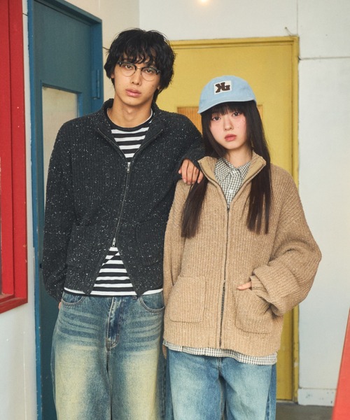 Full-zip nep knit/フルジップネップニット（ニット/セーター
