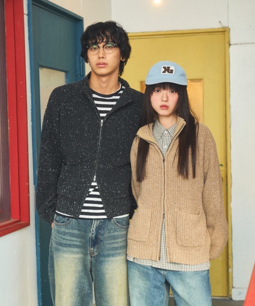 Full-zip nep knit/フルジップネップニット（ニット/セーター