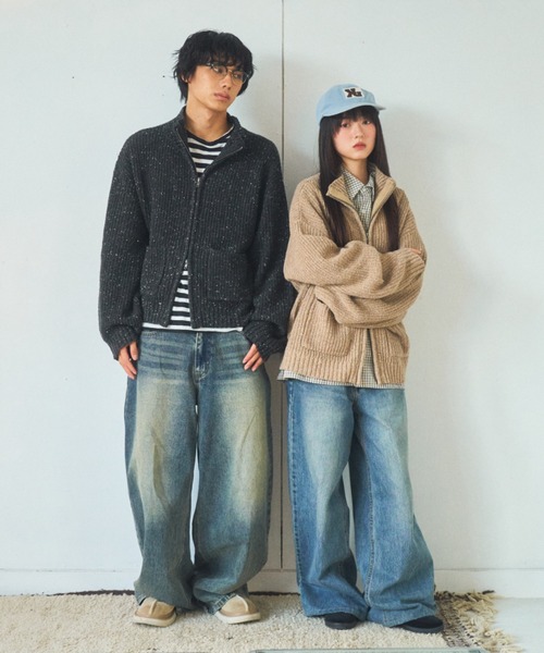 Full-zip nep knit/フルジップネップニット（ニット/セーター