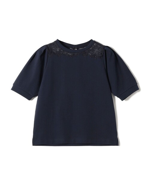 セール】〈手洗い可能〉レース コンビ パフ スリーブ 半袖 Tシャツ（T