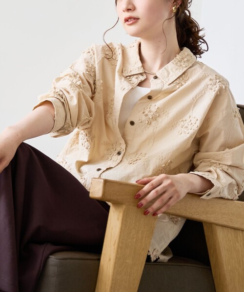 セール】3D刺繍ロングスリーブシャツ（シャツ/ブラウス）｜coen