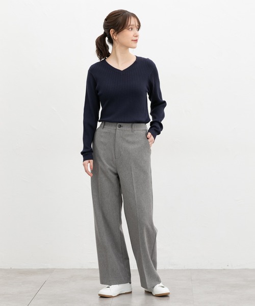 Honeys（ハニーズ）の「リブＶネックニット（ニット/セーター・レディース・オレンジ/ネイビー/モカ/ラベンダー/ブルー/ヘザーチャコール/ブラック/ライトベージュ/アイボリー・L/LL/M/S）」の18枚目の写真