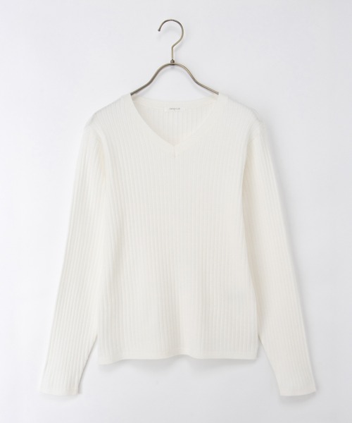 Honeys（ハニーズ）の「リブＶネックニット（ニット/セーター・レディース・オレンジ/ネイビー/モカ/ラベンダー/ブルー/ヘザーチャコール/ブラック/ライトベージュ/アイボリー・L/LL/M/S）」の12枚目の写真