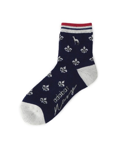 adabat（アダバット）の「【ADABAT NAVY】フルールドリスレギュラーソックス（ソックス/靴下・レディース・ネイビー/ライトグレー/ホワイト・00）」の3枚目の写真