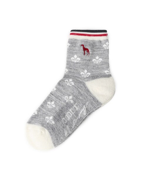 adabat（アダバット）の「【ADABAT NAVY】フルールドリスレギュラーソックス（ソックス/靴下・レディース・ネイビー/ライトグレー/ホワイト・00）」の2枚目の写真