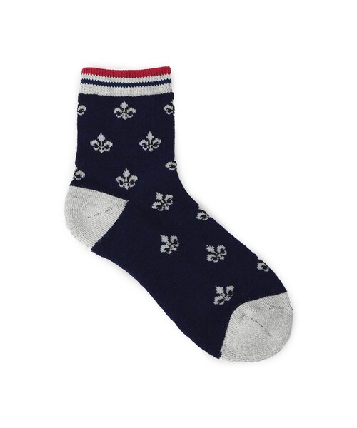 adabat（アダバット）の「【ADABAT NAVY】フルールドリスレギュラーソックス（ソックス/靴下・レディース・ネイビー/ライトグレー/ホワイト・00）」の5枚目の写真