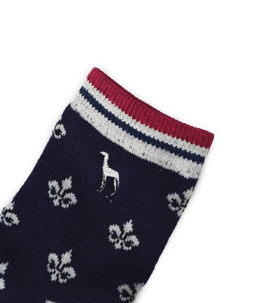 adabat（アダバット）の「【ADABAT NAVY】フルールドリスレギュラーソックス（ソックス/靴下・レディース・ネイビー/ライトグレー/ホワイト・00）」の6枚目の写真