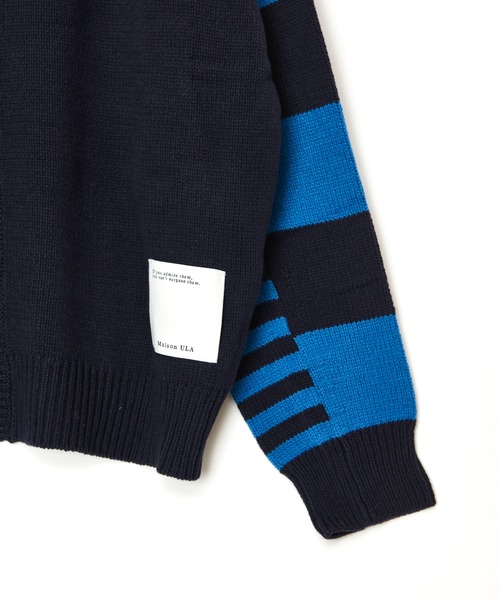 Maison ULA（メゾンウラ）の「【Maison ULA】ボーダースリーブカーディガン（カーディガン/ボレロ・メンズ・ネイビー・1/2）」の13枚目の写真