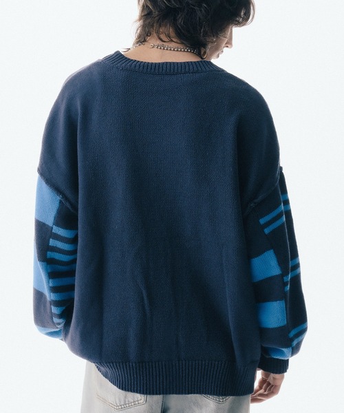 Maison ULA（メゾンウラ）の「【Maison ULA】ボーダースリーブカーディガン（カーディガン/ボレロ・メンズ・ネイビー・1/2）」の5枚目の写真