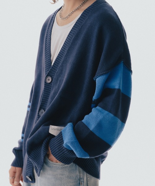 Maison ULA（メゾンウラ）の「【Maison ULA】ボーダースリーブカーディガン（カーディガン/ボレロ・メンズ・ネイビー・1/2）」の6枚目の写真
