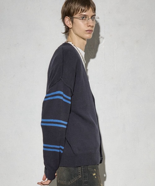 Maison ULA（メゾンウラ）の「【Maison ULA】ボーダースリーブカーディガン（カーディガン/ボレロ・メンズ・ネイビー・1/2）」の17枚目の写真