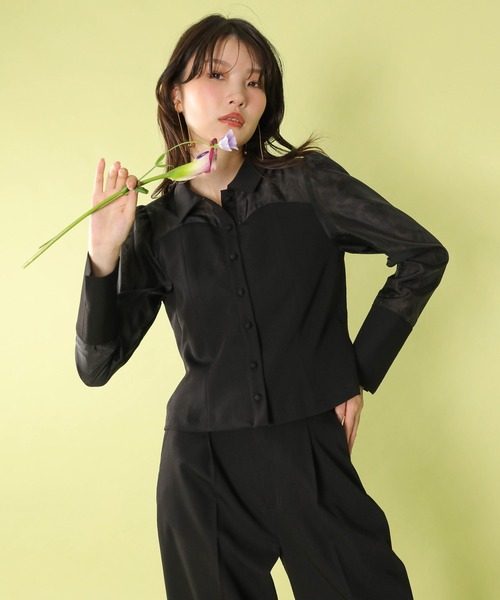 セール】襟付きシャツトップス テーパードパンツドレス セットアップ