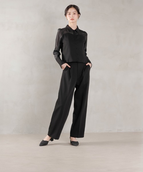 セール】襟付きシャツトップス テーパードパンツドレス セットアップ