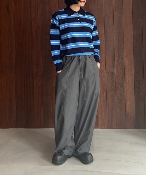 Fano Studios(ファノ ストゥディオズ)の「ドローストリングウエスト ワイドパンツ FQ25K048【Fano Studios】【2025AW】(スラックス・レディース・チャコール・L/M/S)」の13枚目の写真