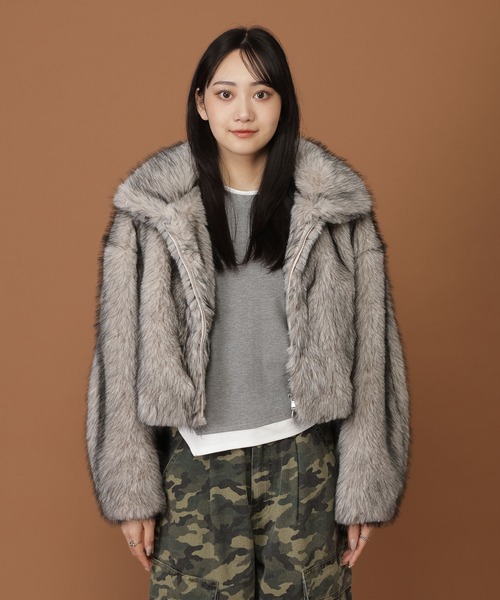 3.3 Field Trip （3.3フィールドトリップ）の「3.3 Field Trip／ファーブルゾンジャケット（ブルゾン・レディース・アイボリー/ベージュ/グレー・FREE）」の20枚目の写真