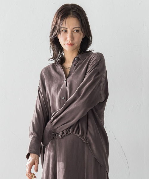 Honnete オーバーダイアイリッシュリネン 半袖 ノーカラー ワンピース