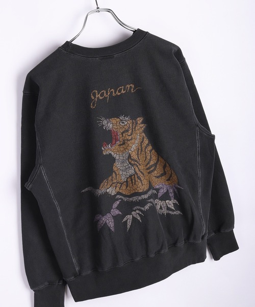 セール】HOUSTON ピグメント長袖トレーナー 虎 オーバーサイズ 裏毛