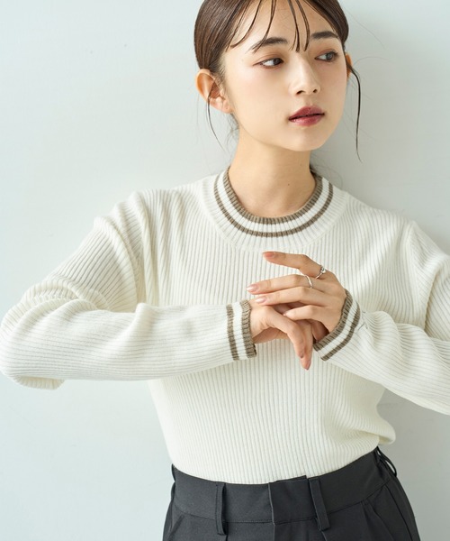 セール】配色ラインリブニット【588107】（ニット/セーター）｜mil