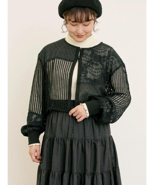 Samansa Mos2（サマンサ モスモス）の「◎パッチワークレースカーディガン（カーディガン/ボレロ・レディース・ブラック/キナリ・F）」の21枚目の写真