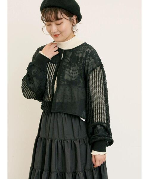 Samansa Mos2（サマンサ モスモス）の「◎パッチワークレースカーディガン（カーディガン/ボレロ・レディース・ブラック/キナリ・F）」の17枚目の写真