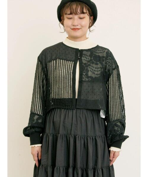 Samansa Mos2（サマンサ モスモス）の「◎パッチワークレースカーディガン（カーディガン/ボレロ・レディース・ブラック/キナリ・F）」の20枚目の写真