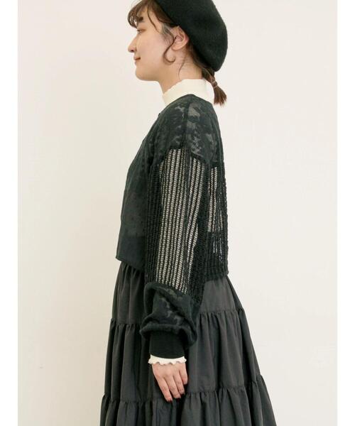 Samansa Mos2（サマンサ モスモス）の「◎パッチワークレースカーディガン（カーディガン/ボレロ・レディース・ブラック/キナリ・F）」の16枚目の写真