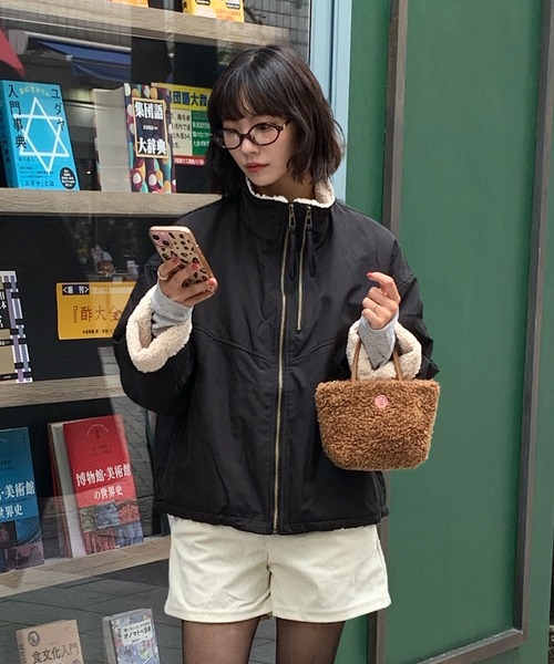 Teem Store(チームストア)の「【再入荷】【裏ボア】スタンドネックあったかいブルゾン(ブルゾン・レディース・ベージュ/ピンク/ブラック・M)」の1枚目の写真